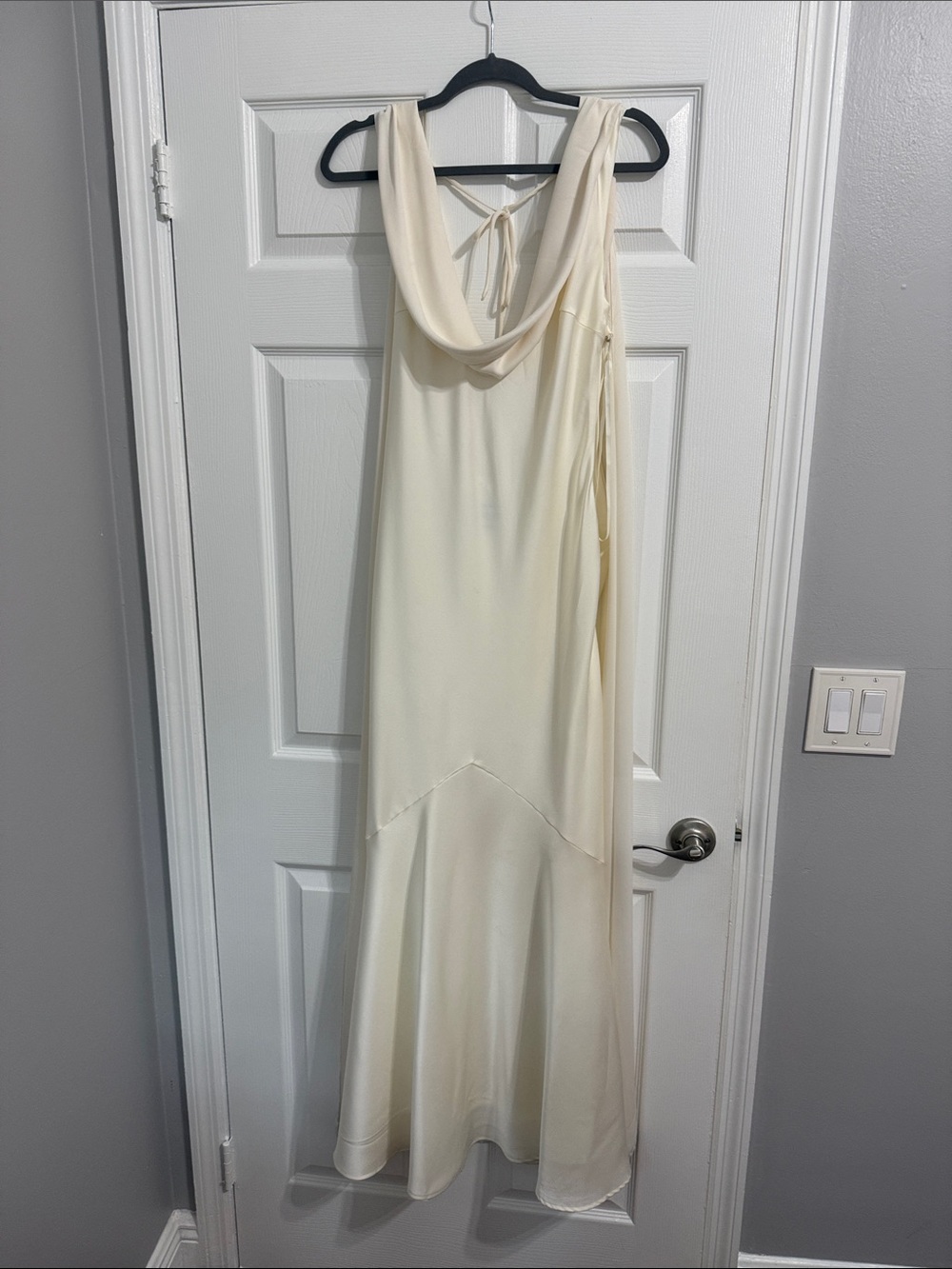 Runaway the Label Gabriella Cream Cowl-Neck Slip DressDraped